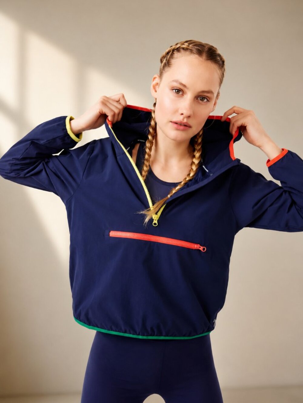 J.Crew x New Balance Cropped Half-Zip Anorak Pullover Jacket Blue Color Trim
